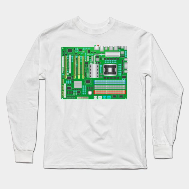 Classic Computer Mainboard for Geeks Long Sleeve T-Shirt by dcohea